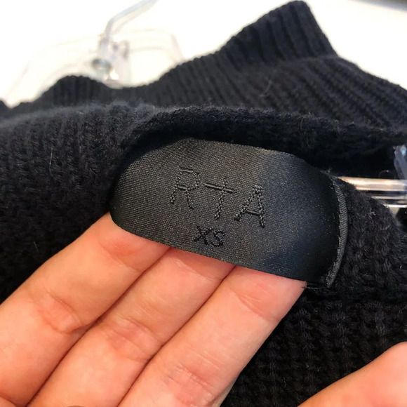 RtA 100% Cotton Langley Black Tight Knit Cut Out High Neck Designer Sweater XS - Picture 9 of 12